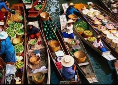 تصاویر بازاری روی آب در تایلند